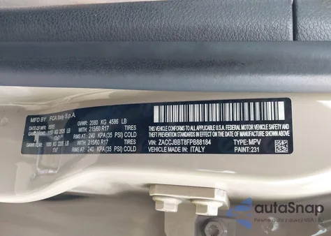 2015 Jeep Renegade Latitude z USA, uszkodzony, nr VIN ZACCJBBT8FPB88184